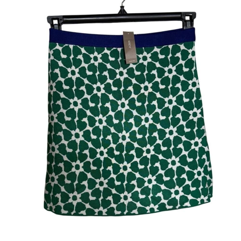 NWT J. Crew Green Floral Jacquard Mini Sweater Knit Skirt Women’s Sz. XS - Picture 2 of 6